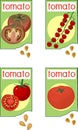 Set of open sachets with seeds of different types of tomato plants